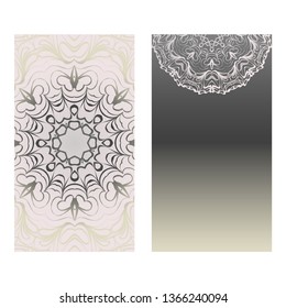 Collection Card With Relax Mandala Design. For Mobile Website, Posters, Online Shopping, Promotional Material. Grey color.