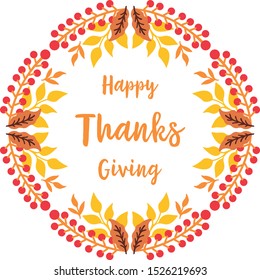 Collection of card thanksgiving, with element pattern of autumn leaves frame. Vector
