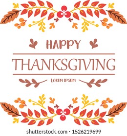 Collection of card thanksgiving, with element pattern of autumn leaves frame. Vector