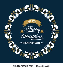 Collection of card very merry christmas, with artwork of leaf flower frame. Vector
