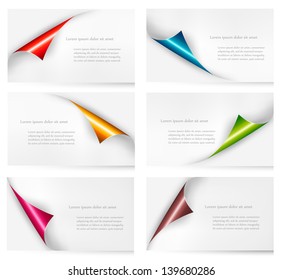 Collection of cardboard paper banners. Vector