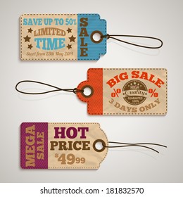 Collection of cardboard sale price tags design templates vector illustration