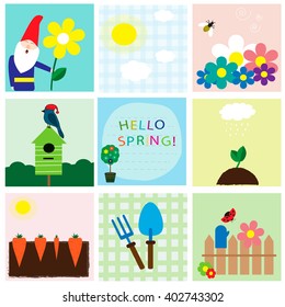 Collection cards about spring time.