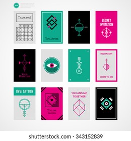 Collection of cards with abstract esoteric elements.
