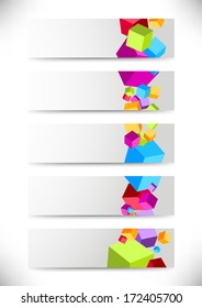 Collection of cards with colorful cubes. Vector illustration