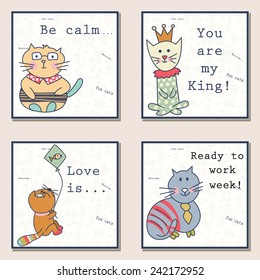 Collection of cards with fun cats characters
