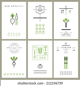 Collection of cards with Vegetables. Icons. Vector. Isolated