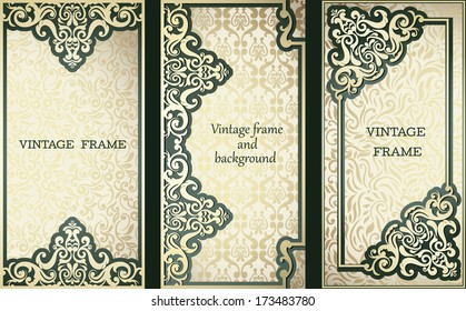Collection of cards with vintage frames 