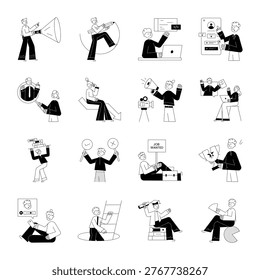 Collection of Career Development Doodle Style Illustrations 

