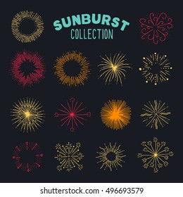 Collection of carefully designed rounded explosions. Even more explosions / or sun bursts in this handy collection. Perfect for badges or new years greeting cards.