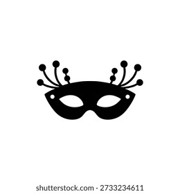 A collection of carnival mask vector icons, Mardi Gras featuring black eye masks in a bold, decorative style, symbolizing mystery, masquerade balls,and Venetian carnival events, clean graphic symbols 