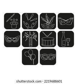 collection of carnival venice icon vector
