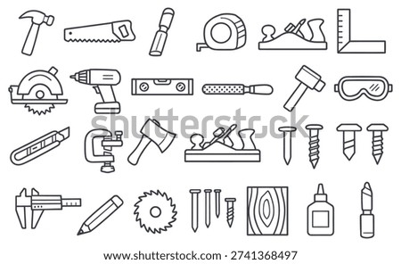 Collection of carpentry and construction tools and