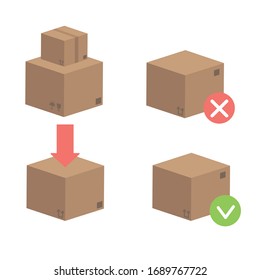 Collection of carton box icons isolated on white background. Flat vector illustration. 