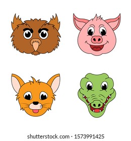 Collection of cartoon animal face