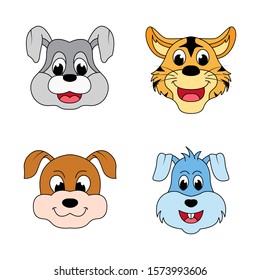 Collection of cartoon animal face