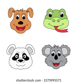 Collection of cartoon animal face