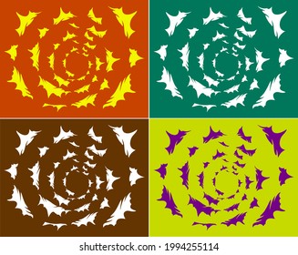 A collection of cartoon animation explosion effect designs. Swirl effect frame. Colorful vector illustration