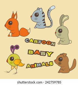 Collection of Cartoon Baby Animals 