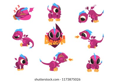 Collection of cartoon baby dragon for game design