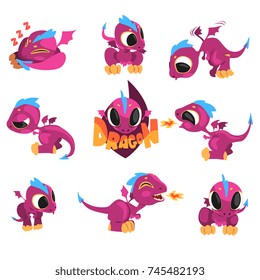 Collection of cartoon baby dragon for game design