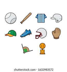 Collection of cartoon baseball icon vector