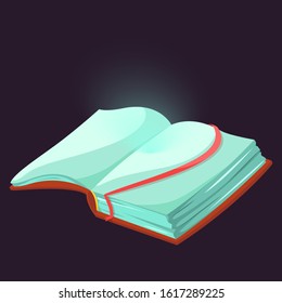 Collection of cartoon books for game design. Magic book of spells, old fairytale book of witchcraft.