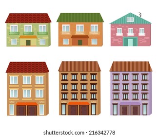 Collection of cartoon buildings 