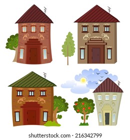 Collection of cartoon buildings 