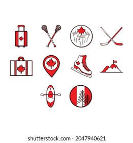 collection of cartoon canada day icon vector