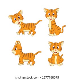 Collection of cartoon cat with tiger pattern 