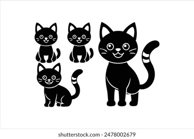 Collection of cartoon cats in various poses and emotions, offering a diverse range of playful and expressive characters.