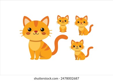 Collection of cartoon cats in various poses and emotions, offering a diverse range of playful and expressive characters.