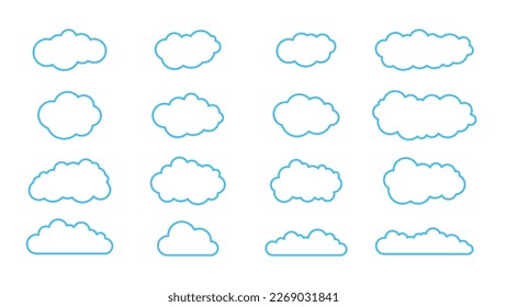 Collection of cartoon cloud icons. Vector illustration
