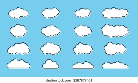 Collection of cartoon cloud icons. Vector illustration