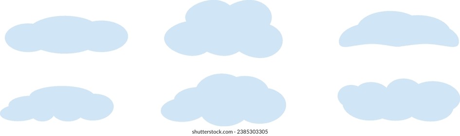 Colección de nubes de dibujos animados sobre un fondo blanco