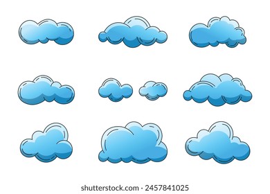 collection of cartoon clouds, collection of vector illustrations of cloud icons