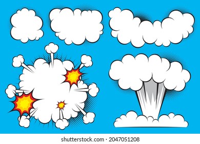 Collection of Cartoon, Comic Speech Bubbles, comic cloud explosion background illustration