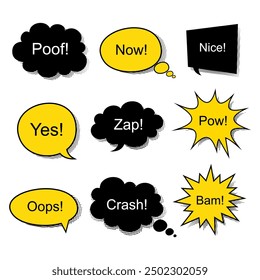 Collection of Cartoon, Comic Speech Bubbles. Colored Dialog Clouds