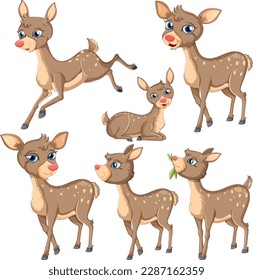 Collection of Cartoon Deer Characters illustration