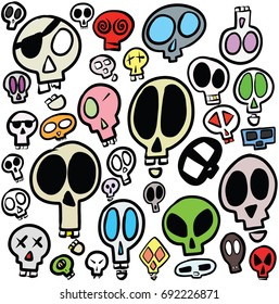 Collection of Cartoon Design Skull Head Illustrations