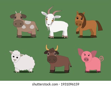 Collection of cartoon domestic animals