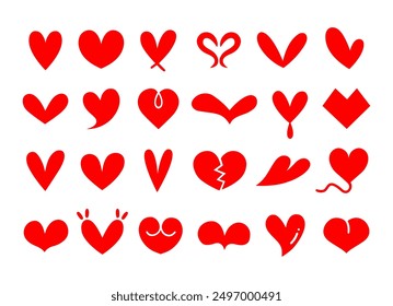 Collection of Cartoon doodle of Heart, Vector, Illustration.