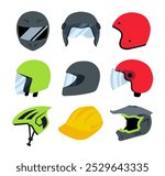 Collection of Cartoon doodle of Helmet, Vector, Illustration.