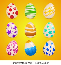 Collection cartoon easter egg with pattern