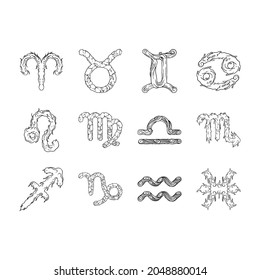 collection of cartoon elemental zodiac sign icon vector