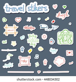 Collection of cartoon elements. Vector hand drawn set of objects:banner, word, figure, frame, heart, quote. Doodle sketch style.Hand drawn. Isolated. Outline. Sticker