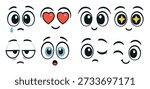 Collection of Cartoon Eyes Expressing Various Emotions expression happy