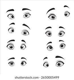 Collection of Cartoon Eyes with Various Expressions