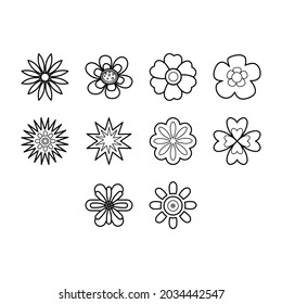 Collection of cartoon flower icon vector